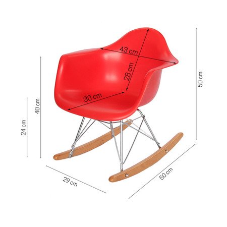 Krzesło dla dzieci na biegunach dziecięce na metalowo-drewnianych płozach czerwone 211 TA