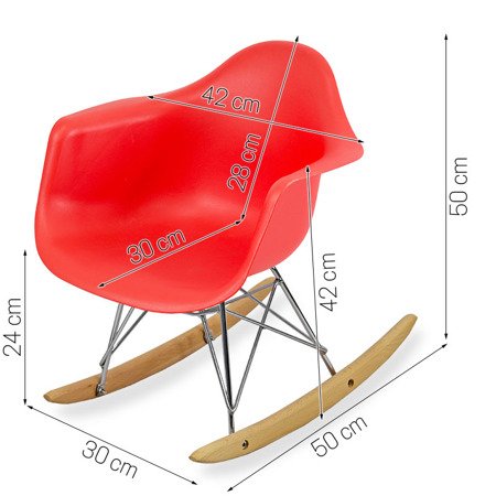 Krzesło dla dzieci na biegunach dziecięce na metalowo-drewnianych płozach czerwony 211 AB
