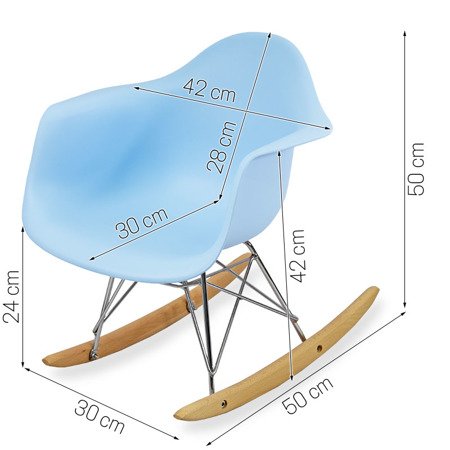 Krzesło dla dzieci na biegunach dziecięce na metalowo-drewnianych płozach niebieskie 211 AB