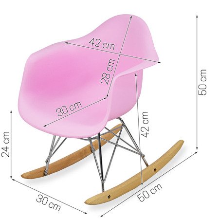 Krzesło dla dzieci na biegunach dziecięce na metalowo-drewnianych płozach różowe 211 AB