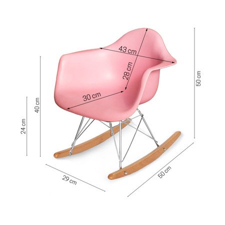 Krzesło dla dzieci na biegunach dziecięce na metalowo-drewnianych płozach różowe 211 TA