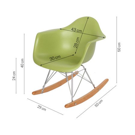 Krzesło dla dzieci na biegunach dziecięce na metalowo-drewnianych płozach zielone 211 TA