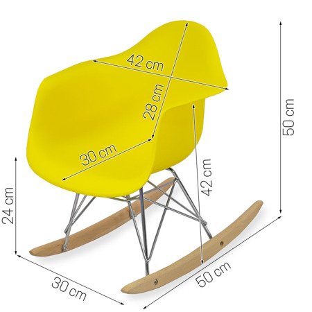 Krzesło dla dzieci na biegunach dziecięce na metalowo-drewnianych płozach żółte 211 AB
