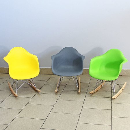 Krzesło dla dzieci na biegunach dziecięce na metalowo-drewnianych płozach żółte 211 AB
