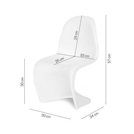 Krzesło dla dzieci w kształcie litery s do pokoju dziecięcego białe panton 213 DF XF-01 