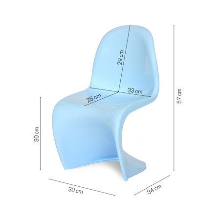 Krzesło dla dzieci w kształcie litery s do pokoju dziecięcego niebieski panton 213 DF XF-03