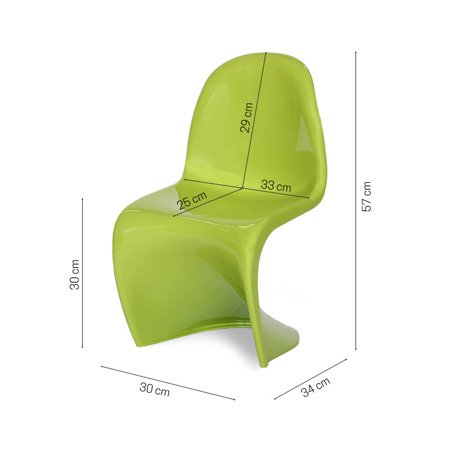 Krzesło dla dzieci w kształcie litery s do pokoju dziecięcego zielone panton 213 DF XF-06