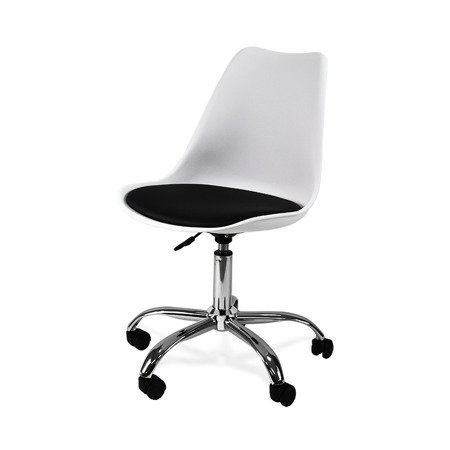 Krzesło fotel obrotowy biurowy z regulowaną wysokością białe z czarną poduszką G055 AB