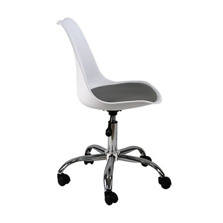 Krzesło fotel obrotowy biurowy z regulowaną wysokością białe z szarą poduszką G055 AB