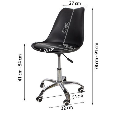 Krzesło fotel obrotowy biurowy z regulowaną wysokością czarne z czarną poduszką G055BB-BW