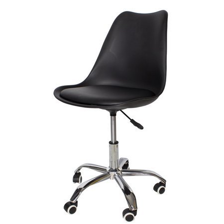 Krzesło fotel obrotowy biurowy z regulowaną wysokością czarne z czarną poduszką G055BB-BW