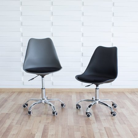 Krzesło fotel obrotowy biurowy z regulowaną wysokością czarne z czarną welurową poduszką G055V-BB