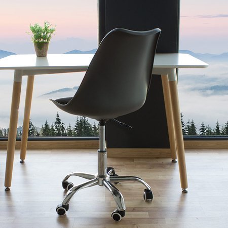 Krzesło fotel obrotowy biurowy z regulowaną wysokością czarne z czarną welurową poduszką G055V-BB