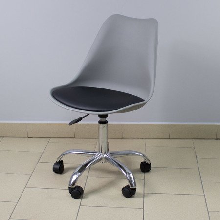 Krzesło fotel obrotowy biurowy z regulowaną wysokością szary z czarną poduszką G055 AB