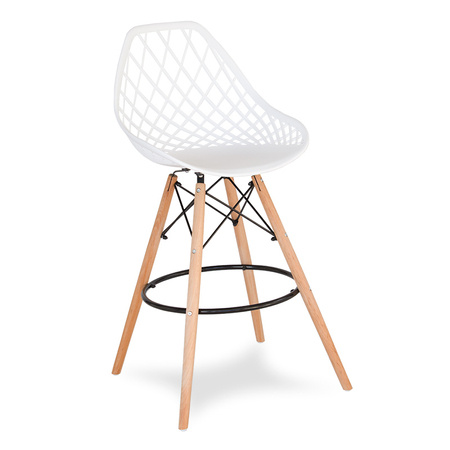 Krzesło hoker ażurowe skandynawskie nowoczesne na bukowych nogach stylowe białe YE-01