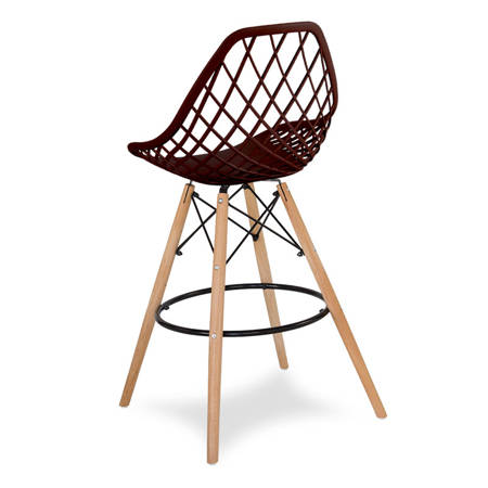 Krzesło hoker ażurowe skandynawskie nowoczesne na bukowych nogach stylowe brązowe YE-04