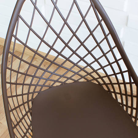 Krzesło hoker ażurowe skandynawskie nowoczesne na bukowych nogach stylowe brązowe YE-09