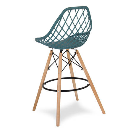 Krzesło hoker ażurowe skandynawskie nowoczesne na bukowych nogach stylowe ciemny turkus YE-06