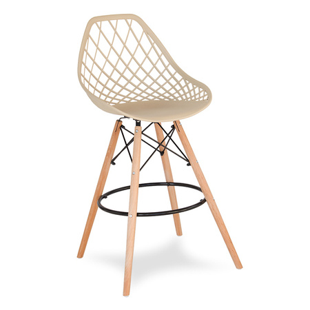 Krzesło hoker ażurowe skandynawskie nowoczesne na bukowych nogach stylowe jasno brązowe YE-20
