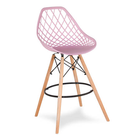 Krzesło hoker ażurowe skandynawskie nowoczesne na bukowych nogach stylowe różowe YE-08