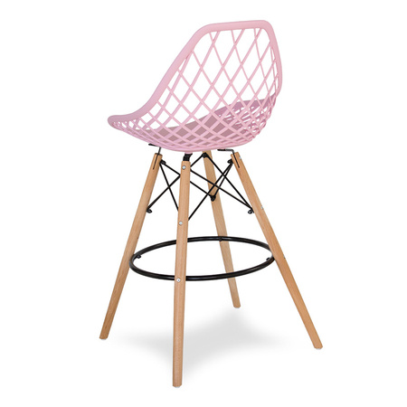 Krzesło hoker ażurowe skandynawskie nowoczesne na bukowych nogach stylowe różowe YE-08
