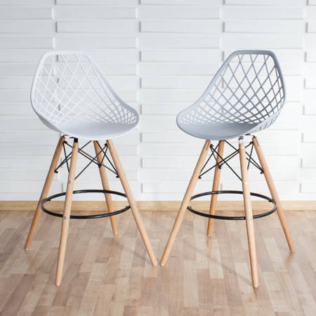 Krzesło hoker ażurowe skandynawskie nowoczesne na bukowych nogach stylowe szare YE-05