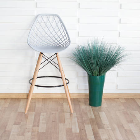 Krzesło hoker ażurowe skandynawskie nowoczesne na bukowych nogach stylowe szare YE-05