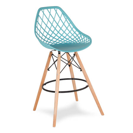 Krzesło hoker ażurowe skandynawskie nowoczesne na bukowych nogach stylowe turkusowe YE-25
