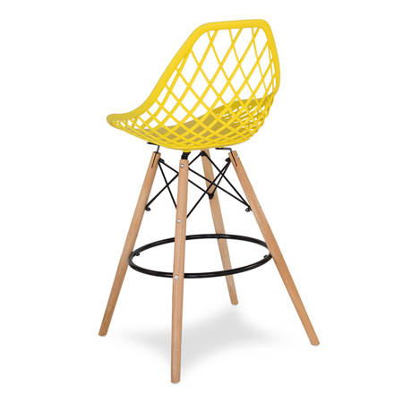 Krzesło hoker ażurowe skandynawskie nowoczesne na bukowych nogach stylowe żółte YE-10