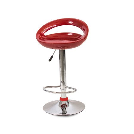 Krzesło hoker obrotowy z podnóżkiem i regulacją wysokości chromowany czerwone 708R AL