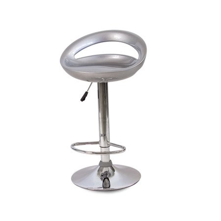 Krzesło hoker obrotowy z podnóżkiem i regulacją wysokości chromowany srebrne 708S AL