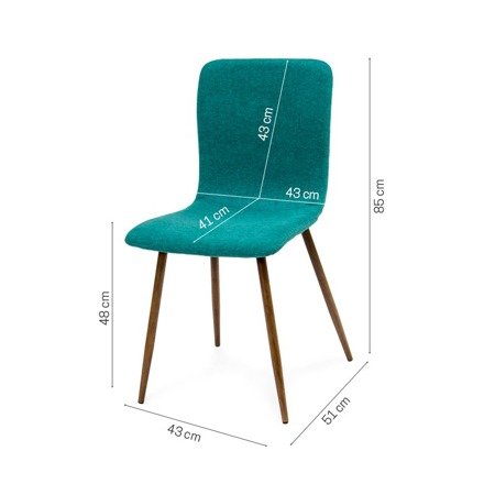 Krzesło klasyczne tapicerowane na drewnianych nogach wenge miękkie stylowe zielone 013