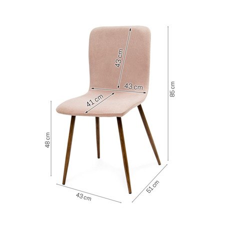 Krzesło klasyczne tapicerowane na drewnianych nogachwenge  miękkie stylowe różowe 013