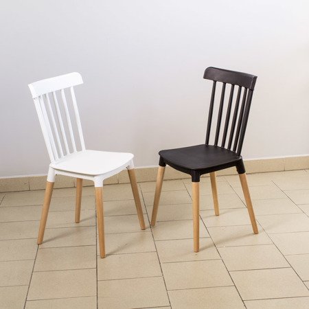 Krzesło klasyczne w stylu retro na drewnianych bukowych nogach do kuchni jadalni restauracji stylowe białe 057