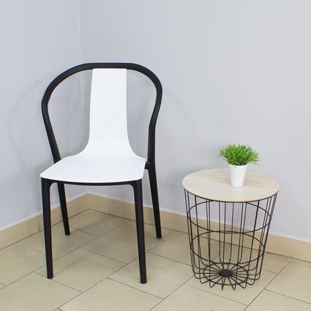 Krzesło kuchenne polipropylenowe do jadalni kuchni nowoczesne  H811 biało-czarne