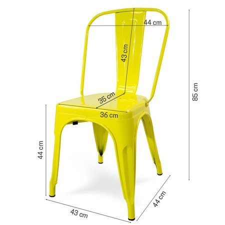Krzesło metalowe tolix do kuchni restauracji nowoczesne francuskie 192 żółte