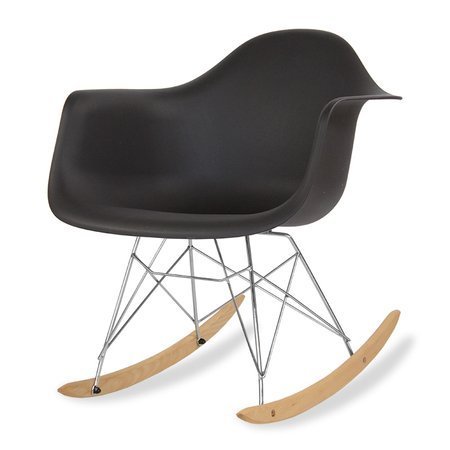 Krzesło na biegunach na metalowo drewnianych płozach fotel bujany do salonu czarne 211 WF
