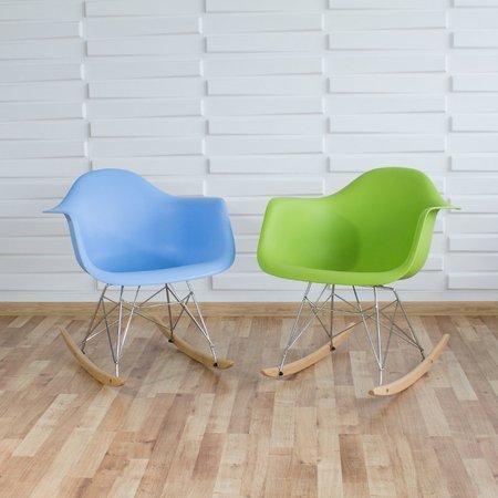 Krzesło na biegunach na metalowo drewnianych płozach fotel bujany do salonu niebieskie 211 AB