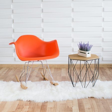 Krzesło na biegunach na metalowo drewnianych płozach fotel bujany do salonu pomarańczowe 211 AB