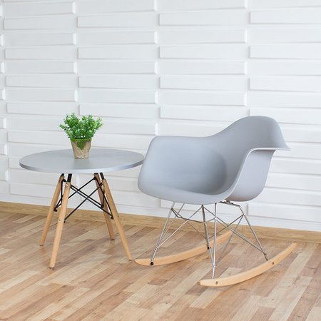 Krzesło na biegunach na metalowo drewnianych płozach fotel bujany do salonu szare 211 WF