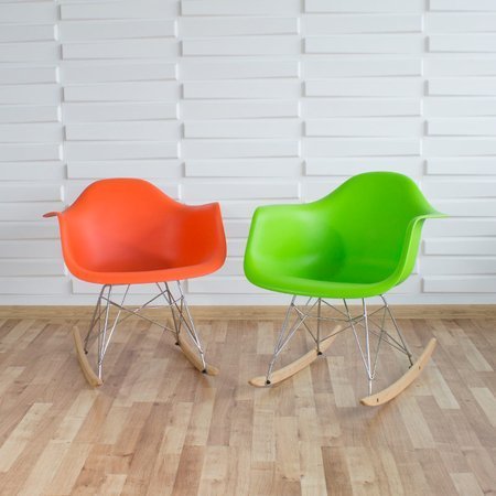 Krzesło na biegunach na metalowo drewnianych płozach fotel bujany do salonu zielone 211 AB
