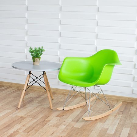 Krzesło na biegunach na metalowo drewnianych płozach fotel bujany do salonu zielone 211 AB