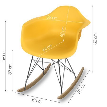 Krzesło na biegunach na metalowo drewnianych płozach fotel bujany do salonu żłóte 211 AB