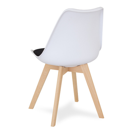 Krzesło na drewnianych bukowych nogach białe z czarną welurową poduszką 007
