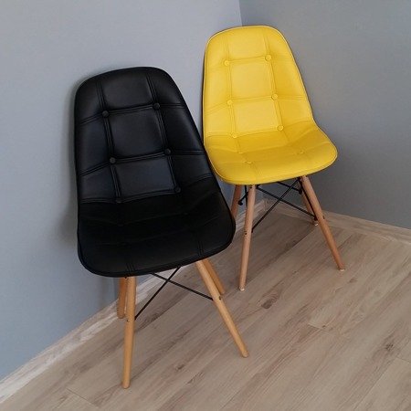 Krzesło na drewnianych bukowych nogach nowoczesne tapicerowne ekoskóra do salonu białe 012 BS