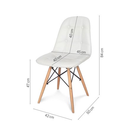 Krzesło na drewnianych bukowych nogach nowoczesne tapicerowne ekoskóra do salonu białe 012 BS