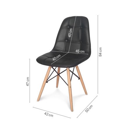 Krzesło na drewnianych bukowych nogach nowoczesne tapicerowne ekoskóra do salonu czarne 012 WF