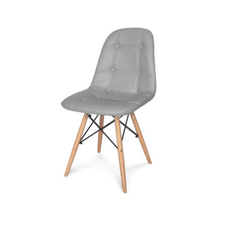 Krzesło na drewnianych bukowych nogach nowoczesne tapicerowne ekoskóra do salonu szare 012 BS