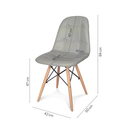 Krzesło na drewnianych bukowych nogach nowoczesne tapicerowne ekoskóra do salonu szary 012 TI