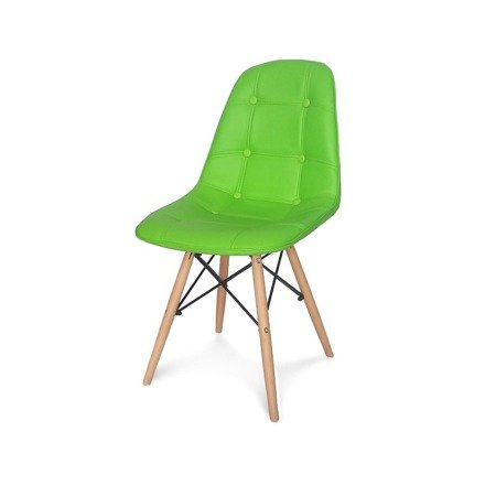 Krzesło na drewnianych bukowych nogach nowoczesne tapicerowne ekoskóra do salonu zielone 012 WF